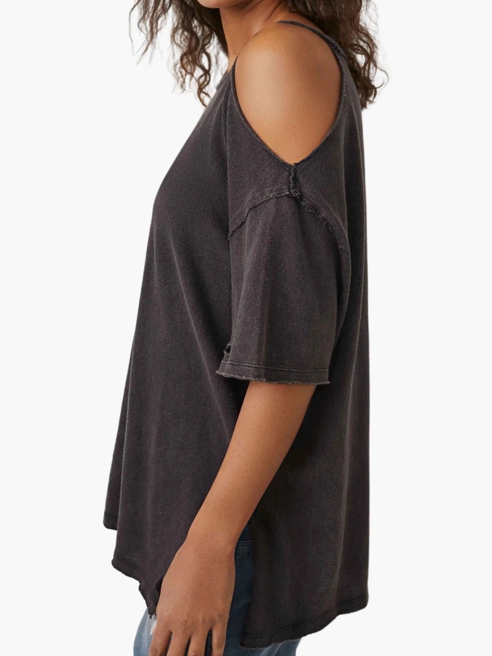 We The Free Black Cold-Shoulder Short Sleeve Tee - Picture 4 of 10